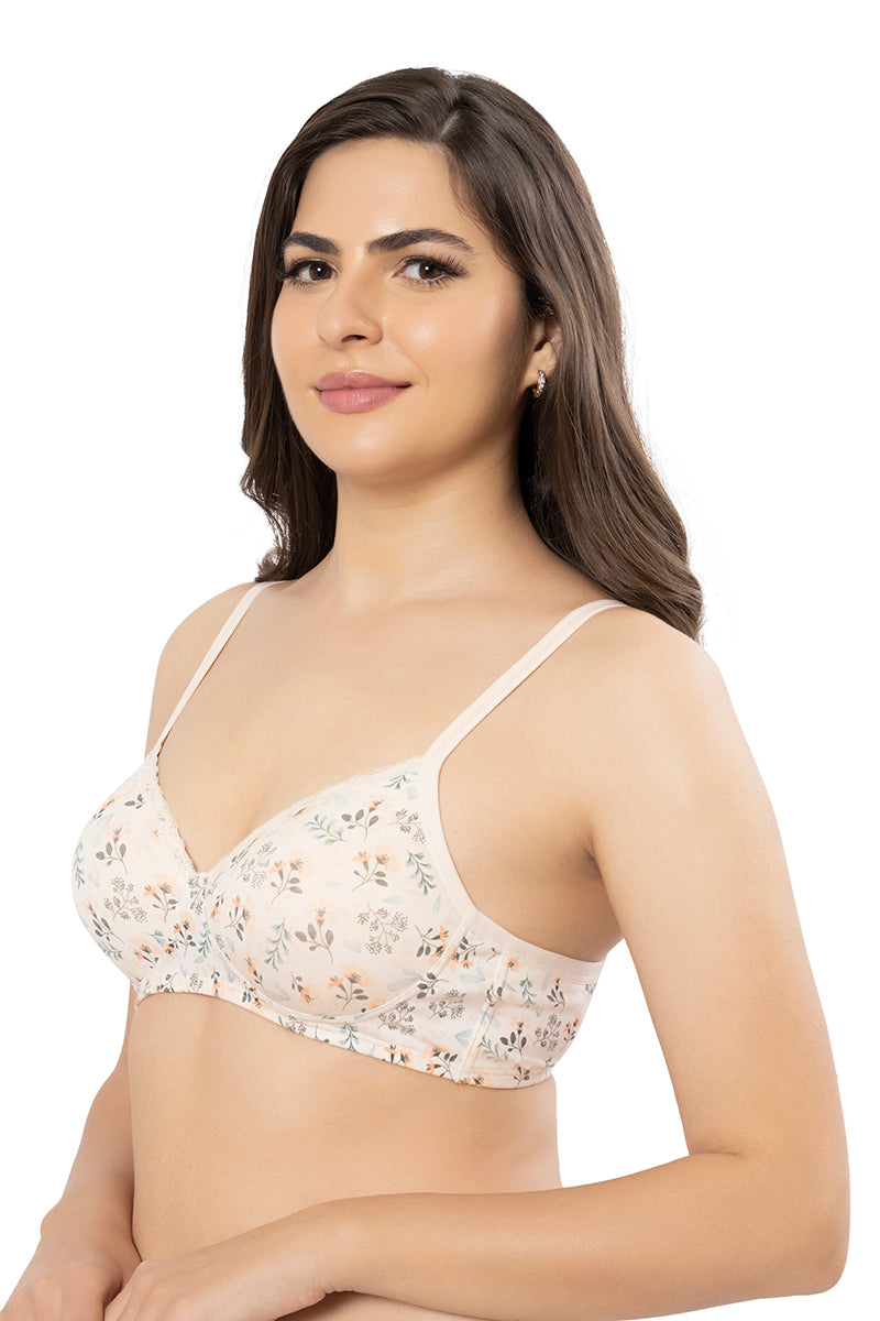 Amante Cotton Casuals Padded Non-Wired Printed T-Shirt Bra - Cotton Bloom Print - view 3
