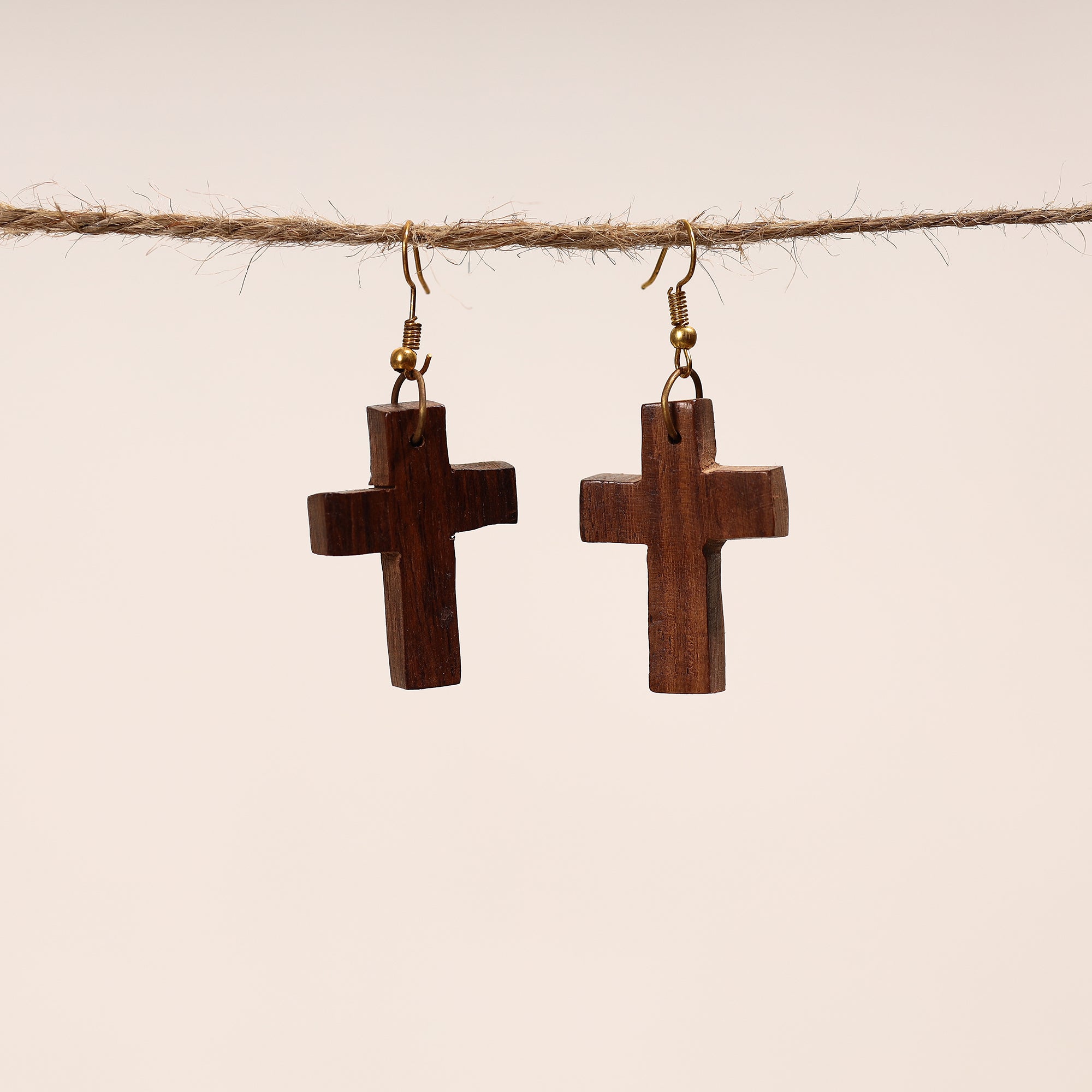 ITOKRI CRAFTS INITIATIVE Bijnor Hand Carved Sheesham Wood Earrings