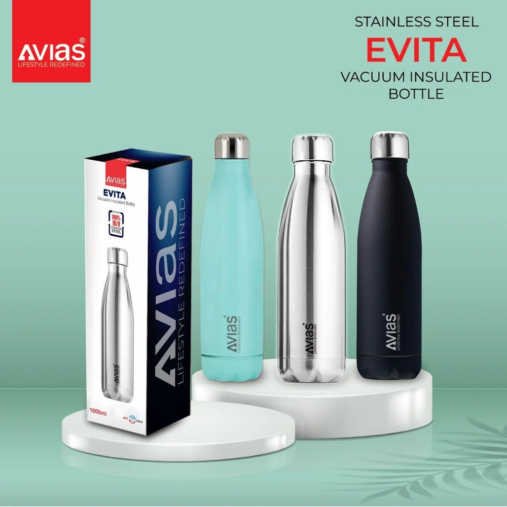 AVIAS Evita Premium Stainless Steel Vacuum Insulated Flask Water Bottel | Silver | 1 Pc - view 13