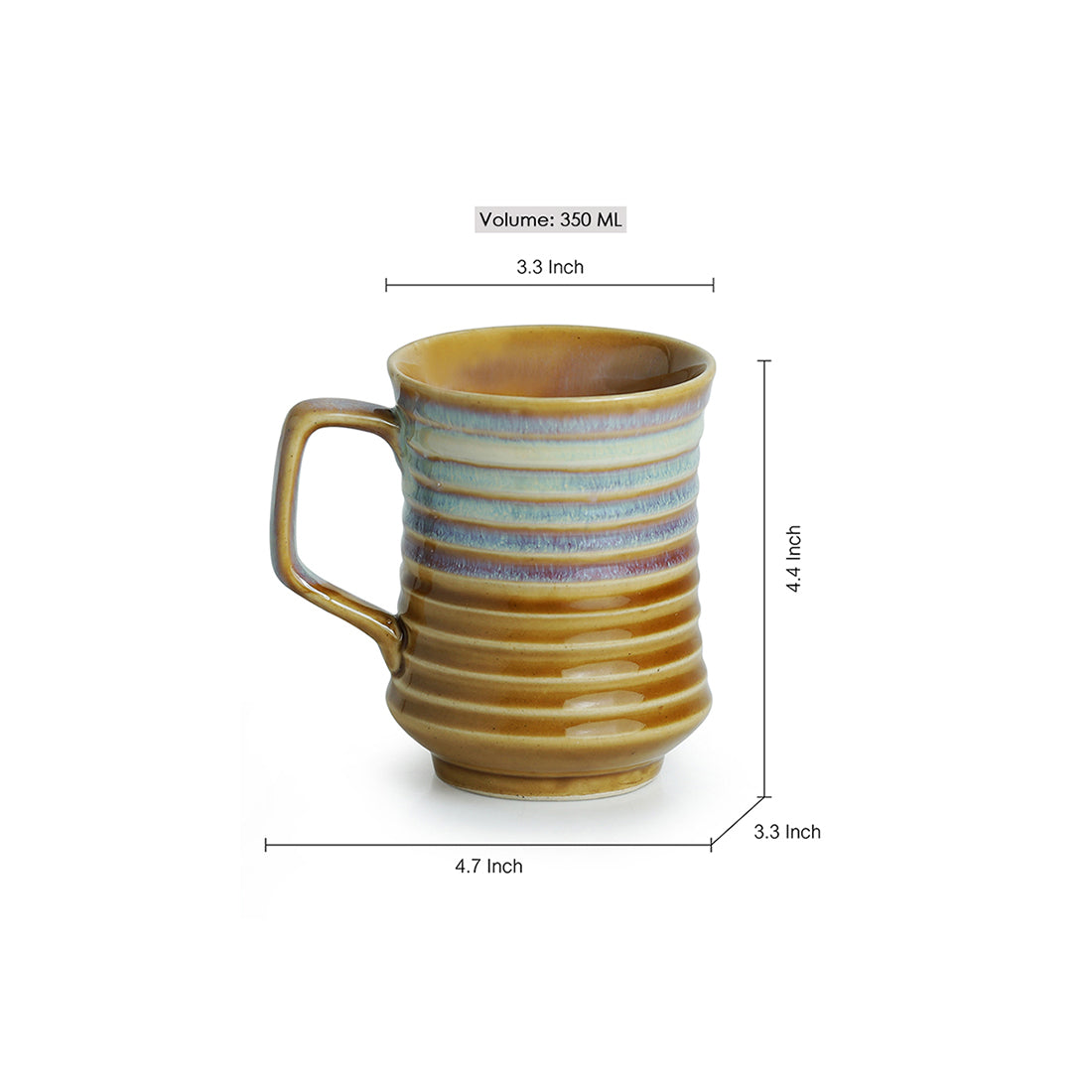 EXCLUSIVELANE 'Rings in the sky' Tea-Coffee & Milk Mug Dual-Glazed Studio Pottery In Ceramic (350 ML, Microwave Safe) - view 4