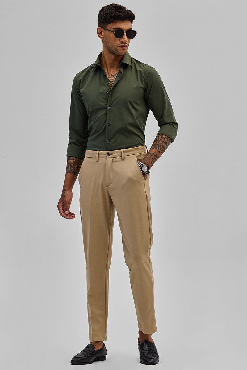 SNITCH Olive Slim Fit Stretch Shirt - view 3