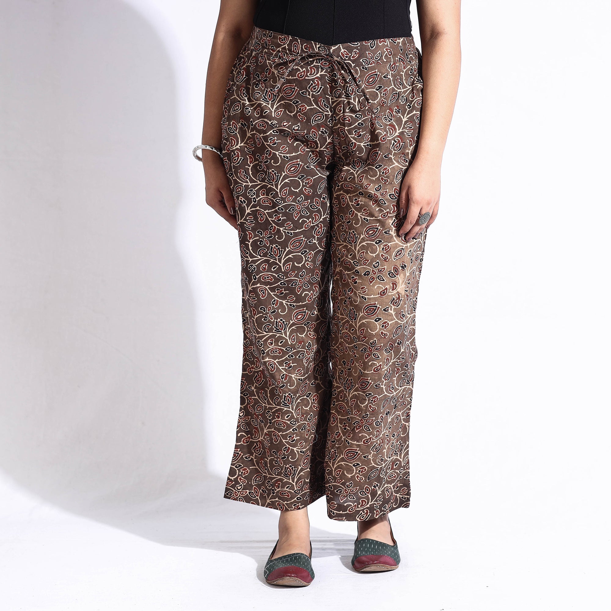ITOKRI CASUALS Brown - Ajrakh Block Printed Cotton Farsi Pant