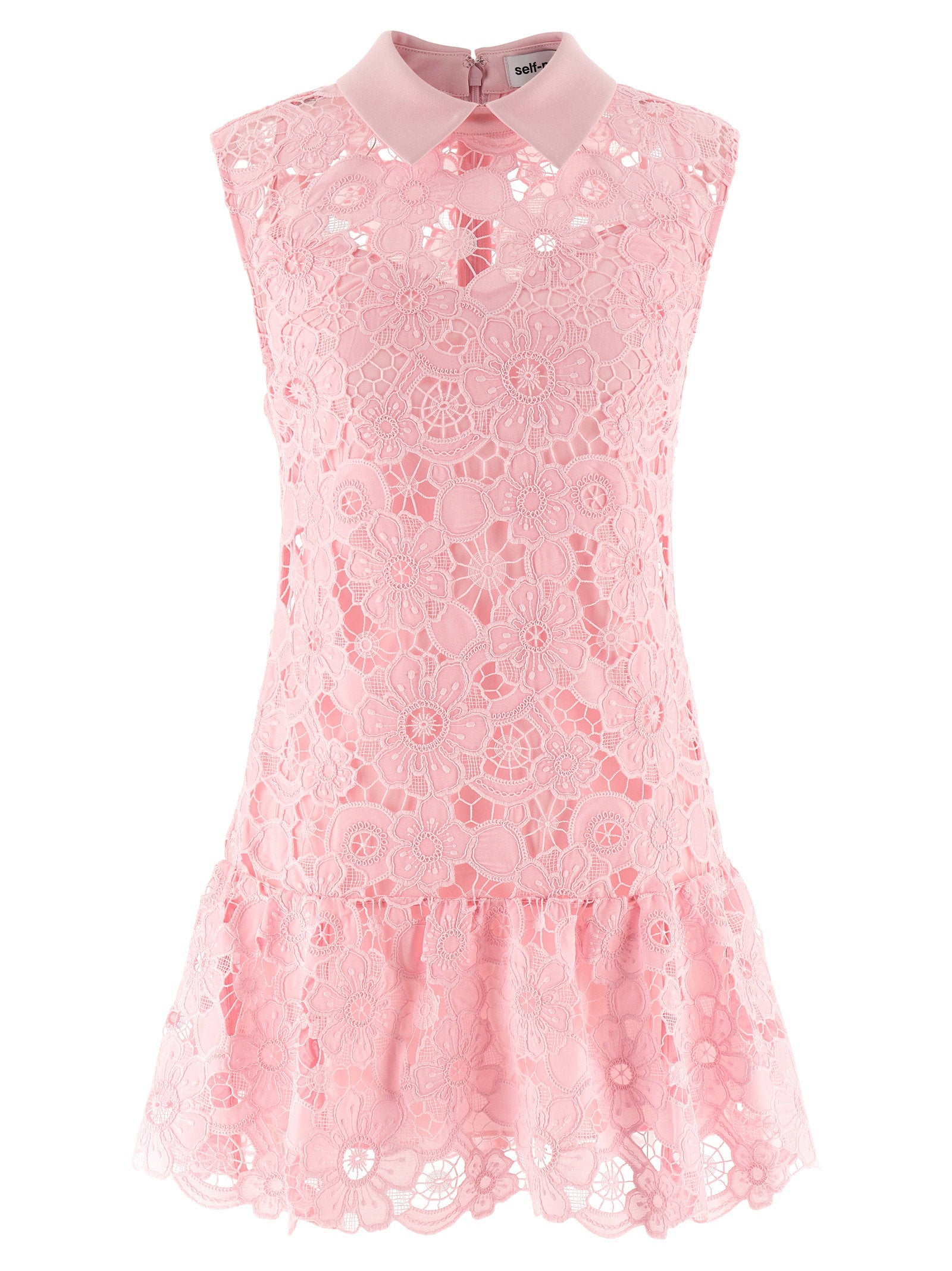 Self-Portrait Pink Lace Collared Dress – 100% polyester