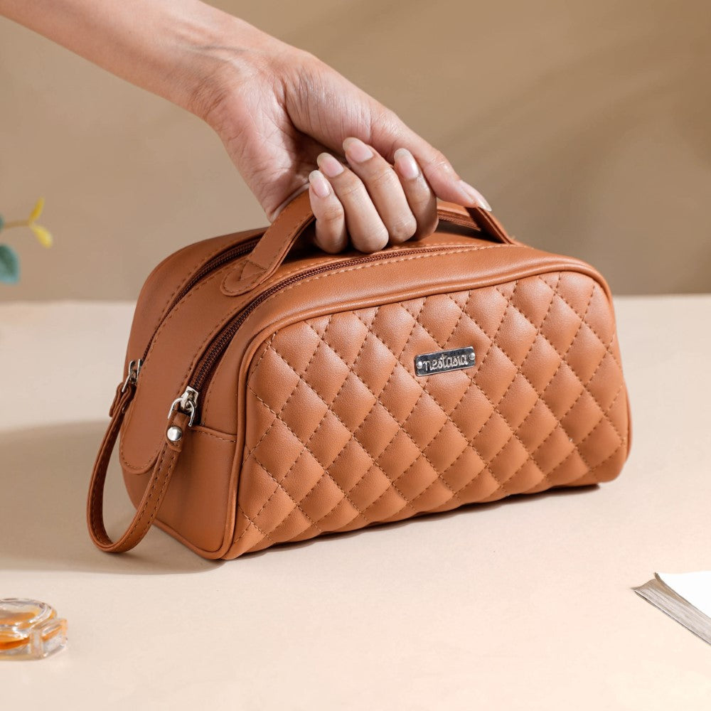 Nestasia Multipurpose Quilted Vanity Pouch Brown - view 2