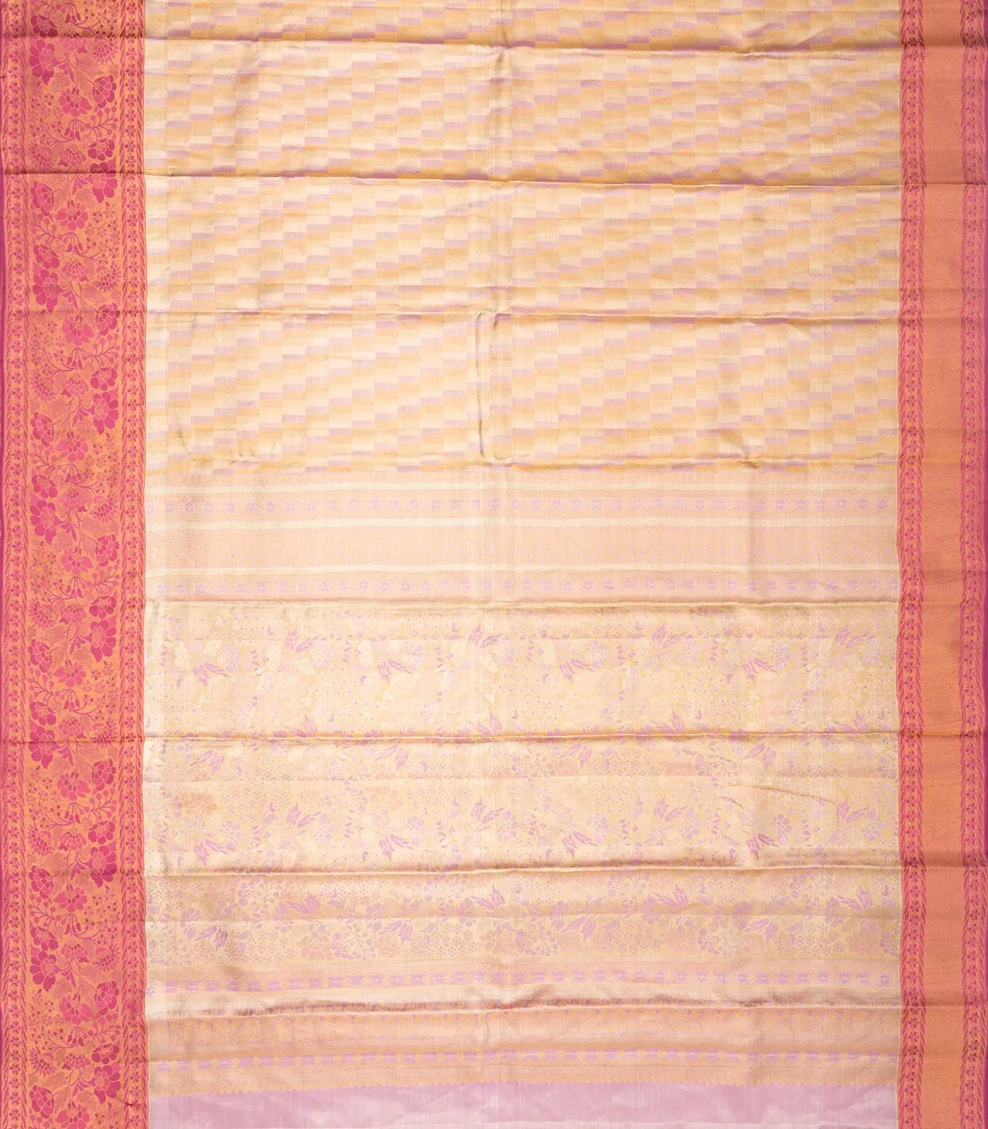 RmKV Baby Pink Handloom Kanchipuram Silk Saree With Zari Motifs - view 2