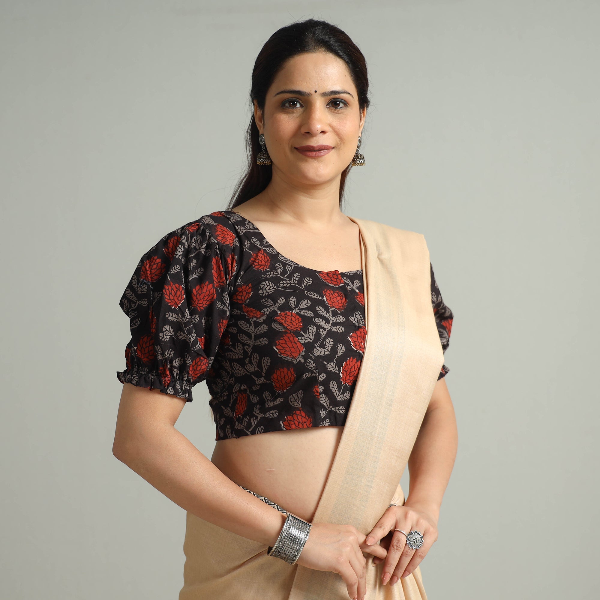 ITOKRI CASUALS Black - Bagru Block Printed Cotton Stitched Blouse 01 - view 3
