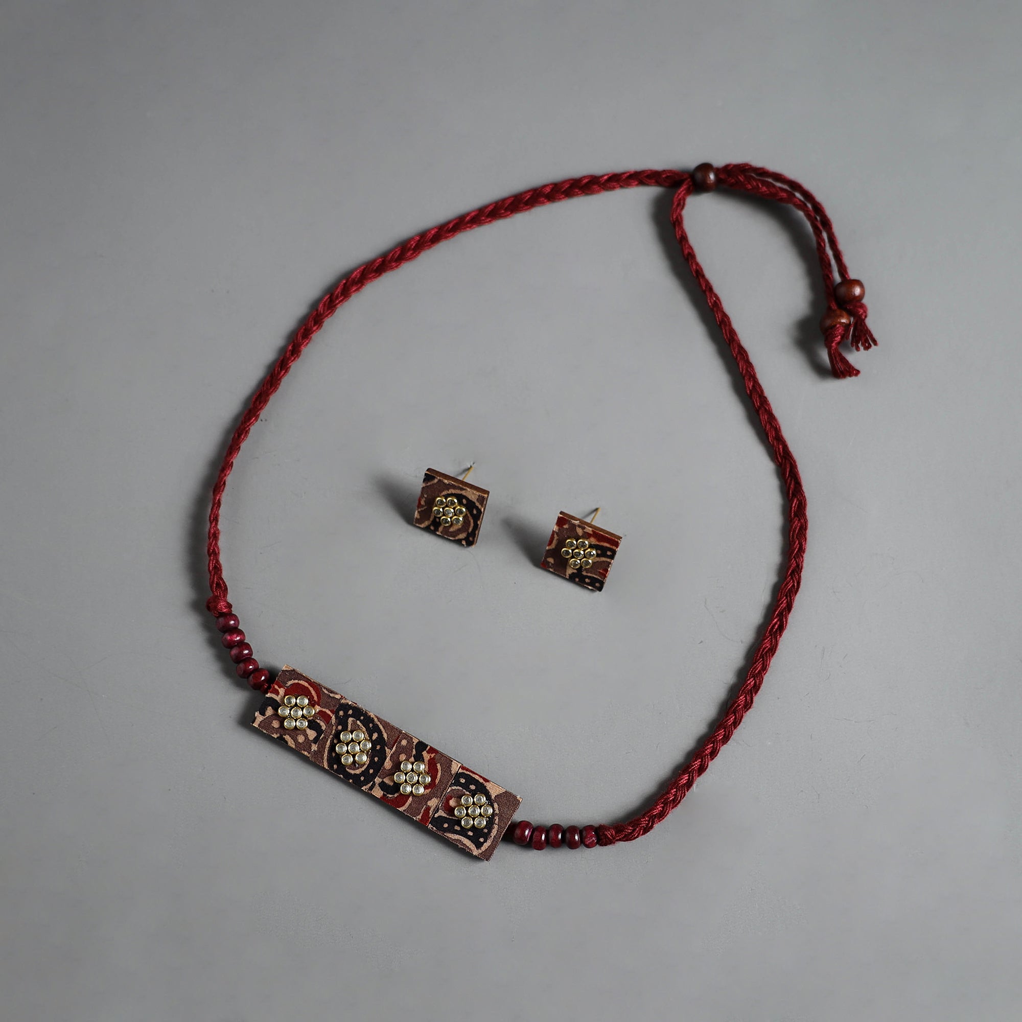 DIVINE GUIDANCE CREATIONS Handmade Fabart Choker Necklace Set with Kundan Work 50 - view 2