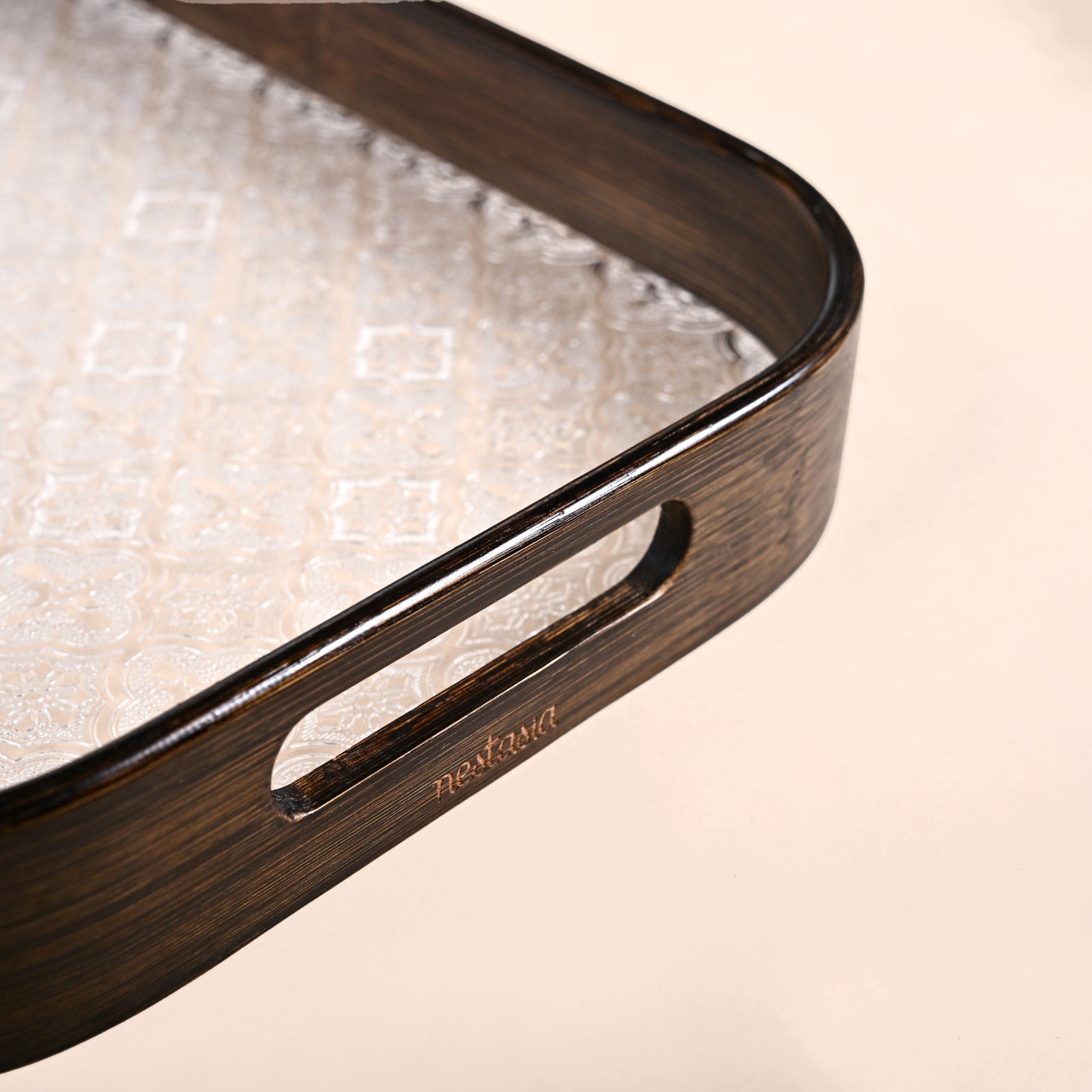 Nestasia Embossed Serving Tray With Bamboo Wood Frame - view 6