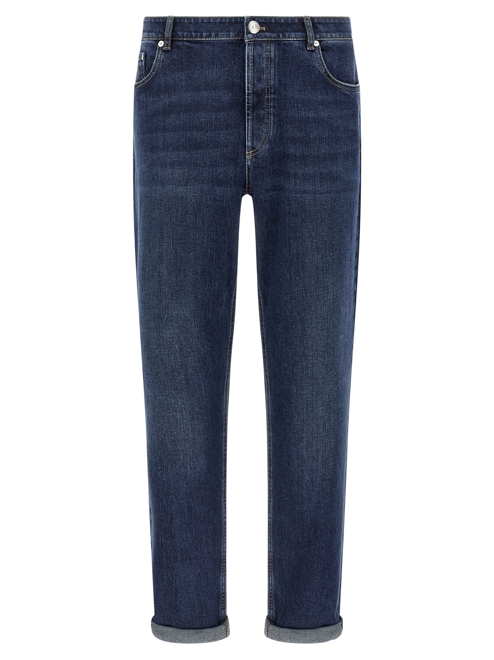Brunello Cucinelli Logo Embroidery Stretch Jeans