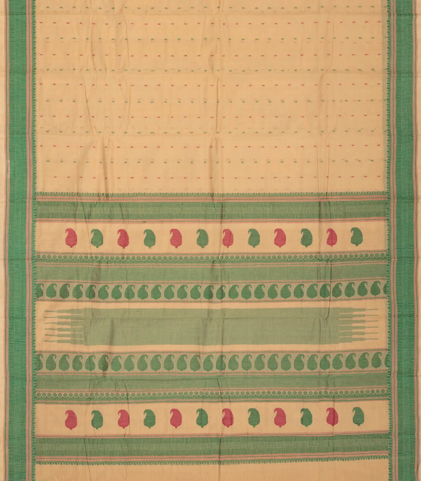 RmKV Cream Handloom Kanchi Cotton Saree With Mango Motifs - view 2