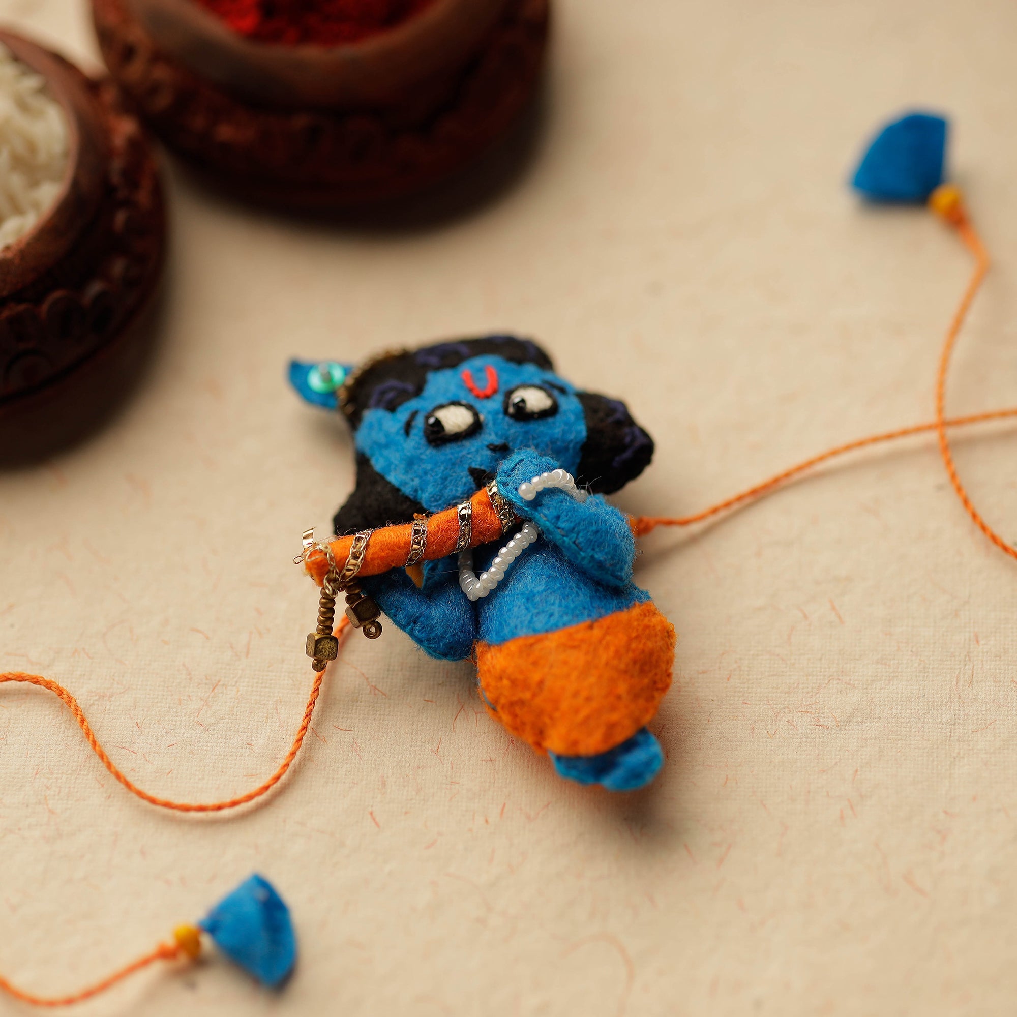 WITH LOVE BY KANIKA Bal Krishna - Hand Embroidered & Felt Work Kids Rakhi 05