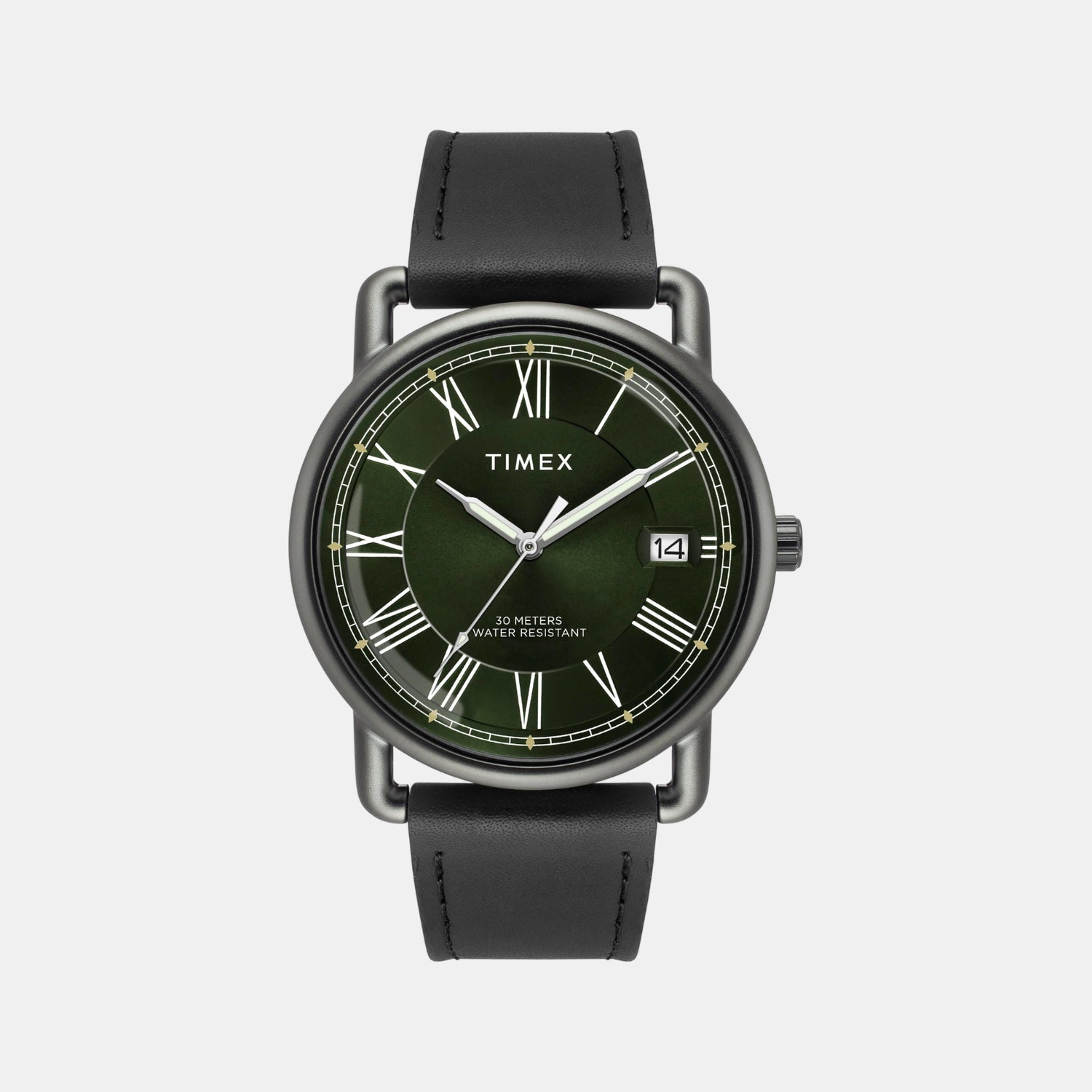 Timex Fashion Men Quartz Green Dial Analog Leather Watch TWEG25602
