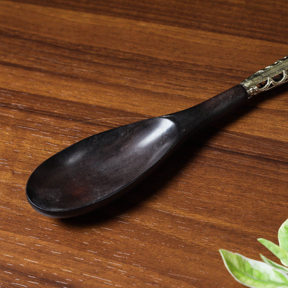 ASHOKA ASSEMBLE - CELEBRATING CRAFTS OF ODISHA Black - Handcarved Tribal Bastar Wooden - Spoon - view 2