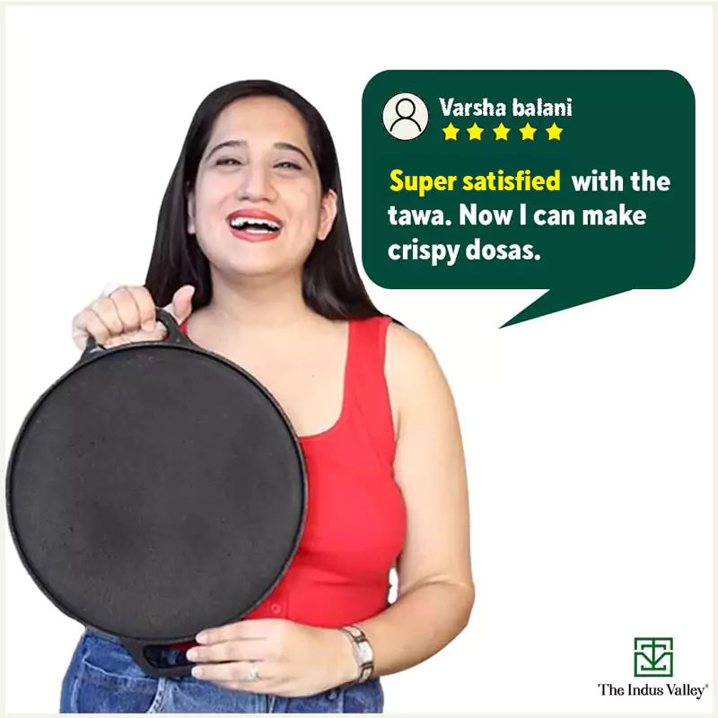 The Indus Valley CASTrong Cast Iron Roti/Dosa Tawa, Pre-seasoned, Nonstick, 100% Pure, Toxin-free, Gas & Induction, Free ₹110 Spatula, 30.2cm, 2.4kg - view 12