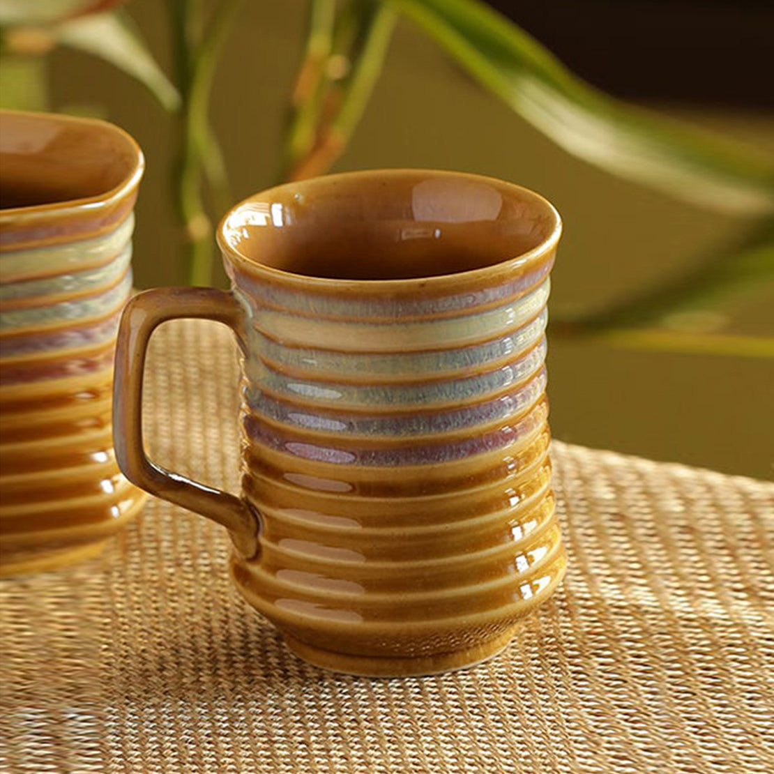 Tea-coffee milk mug – EXCLUSIVELANE 'Rings in the sky' Tea-Coffee & Milk Mug Dual-Glazed Studio Pottery In Ceramic (350 ML, Microwave Safe)