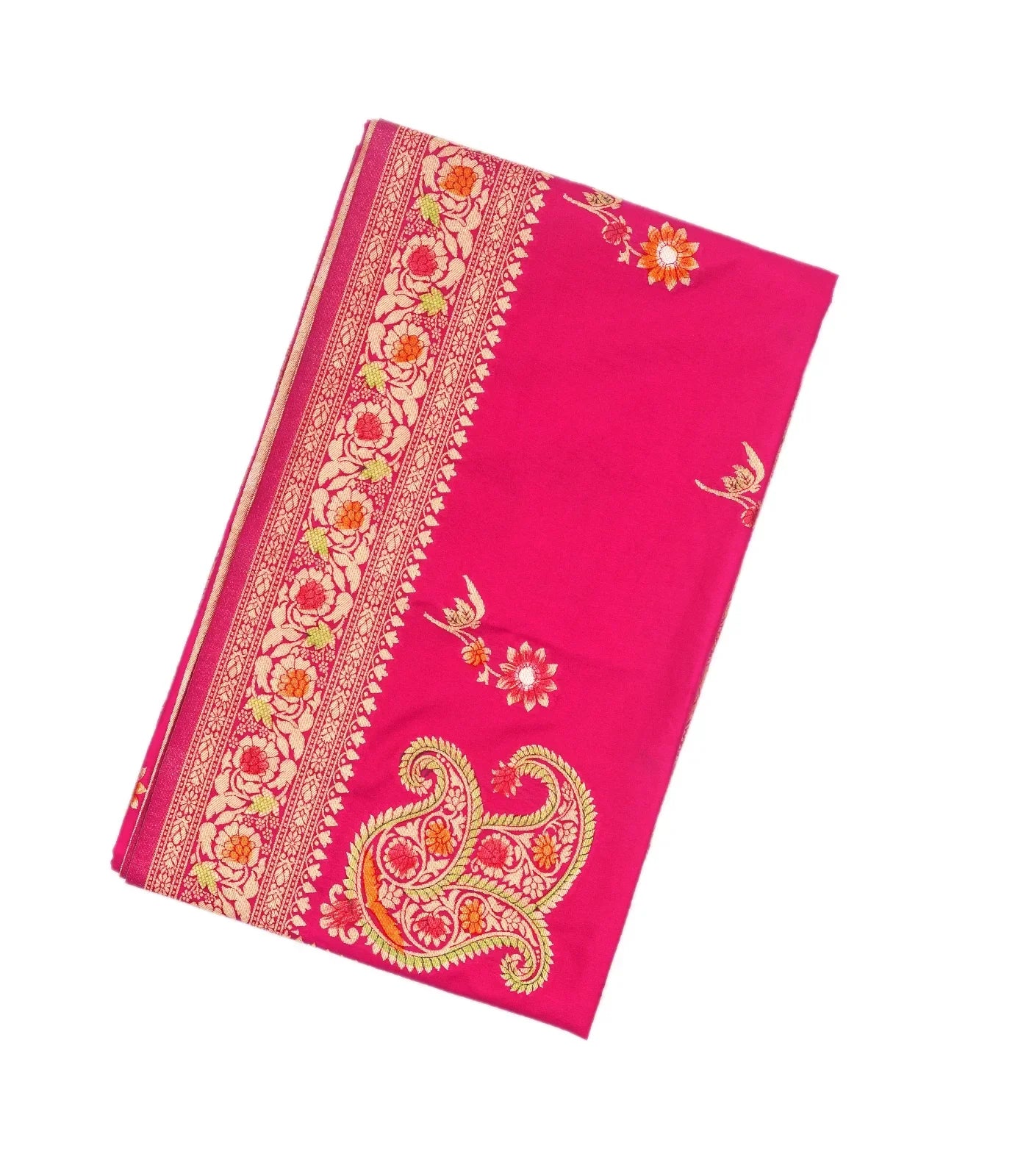 RmKV Hot Pink Woven Blended Dupion Saree With Konia Butta Motifs