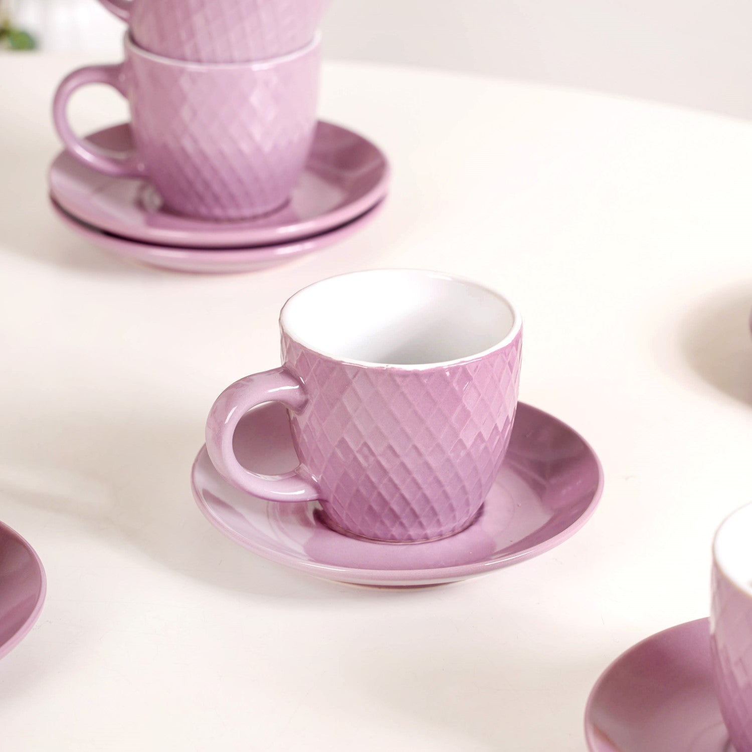 Nestasia Purple Ceramic Tara Tea Cup Set Of 6 With Saucer 225ml - view 6