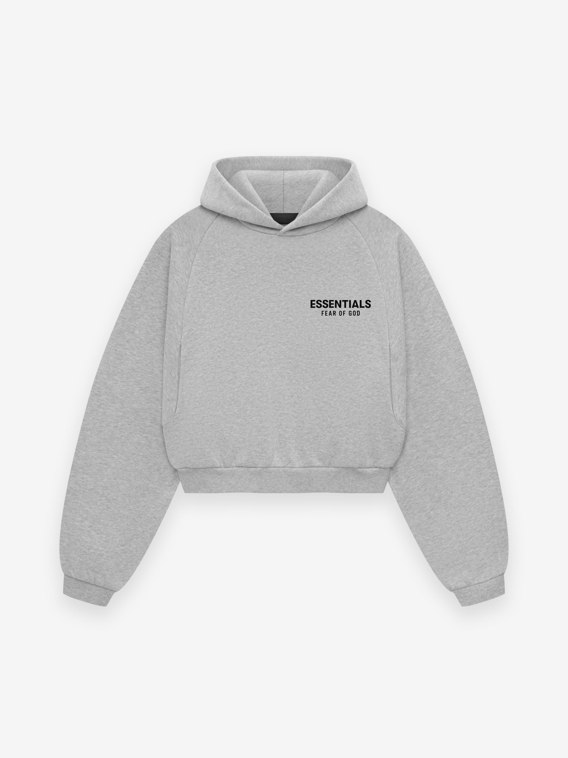 ESSENTIALS Women's Fleece Cropped Hoodie – Light Heather Gray