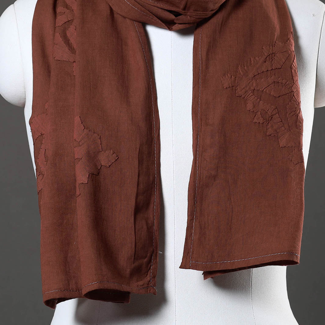 SHADES OF MARUDHARA Brown - Barmer Applique Cut Work Mul Cotton Stole - view 3