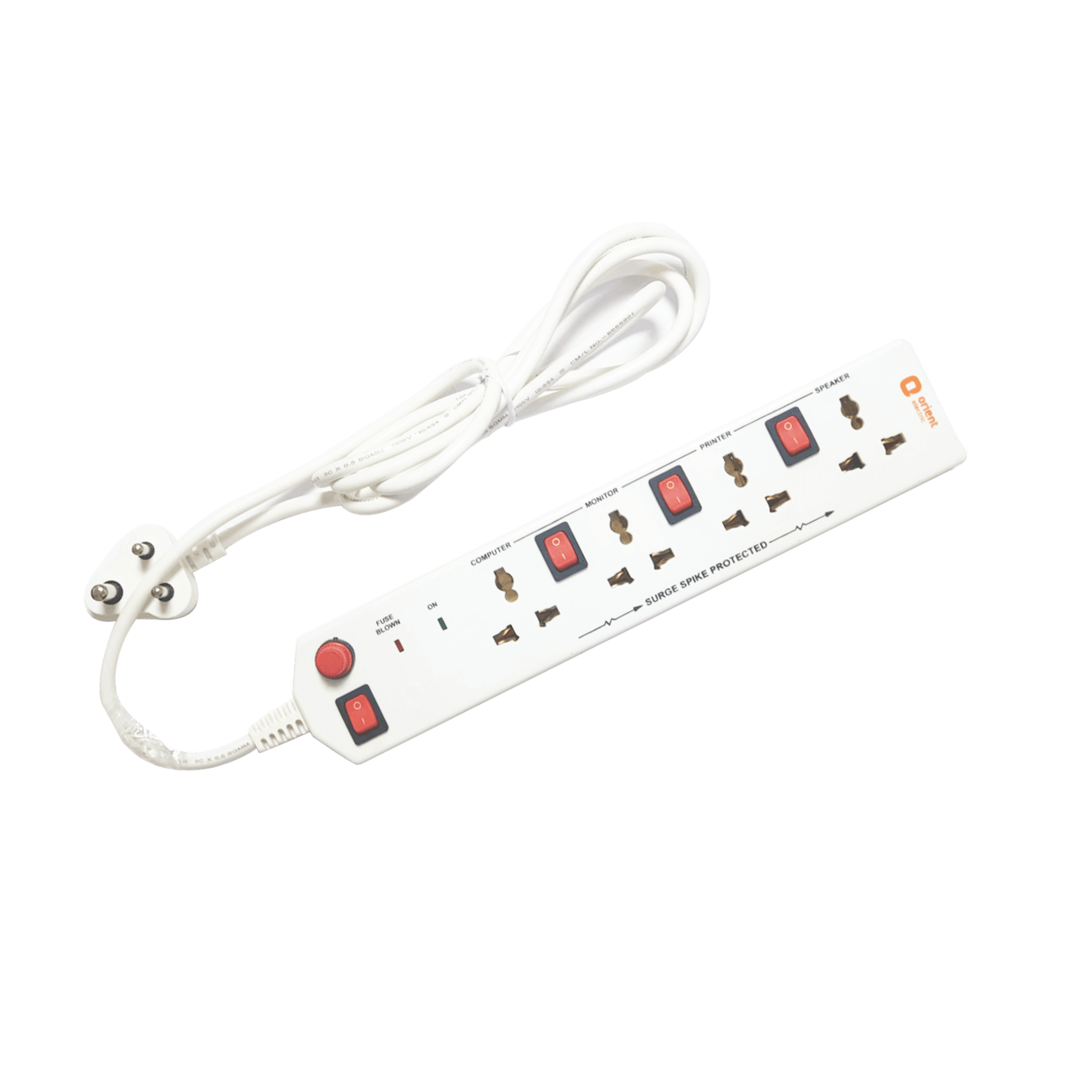 orientelectric 4x4 Socket Extension Board with 2 Metre Wire (White)