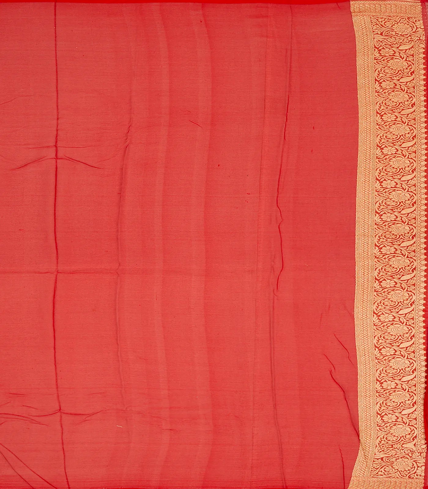 RmKV Red Handloom Banarasi Khaddi Georgette Saree With Floral Buttas-Red - view 4