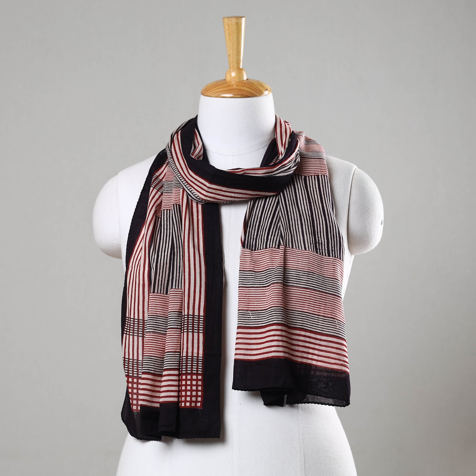 BAGH PRINTS BY MOHAMMED BILAL KHATRI Black - Bagh Hand Block Printed Cotton Stole