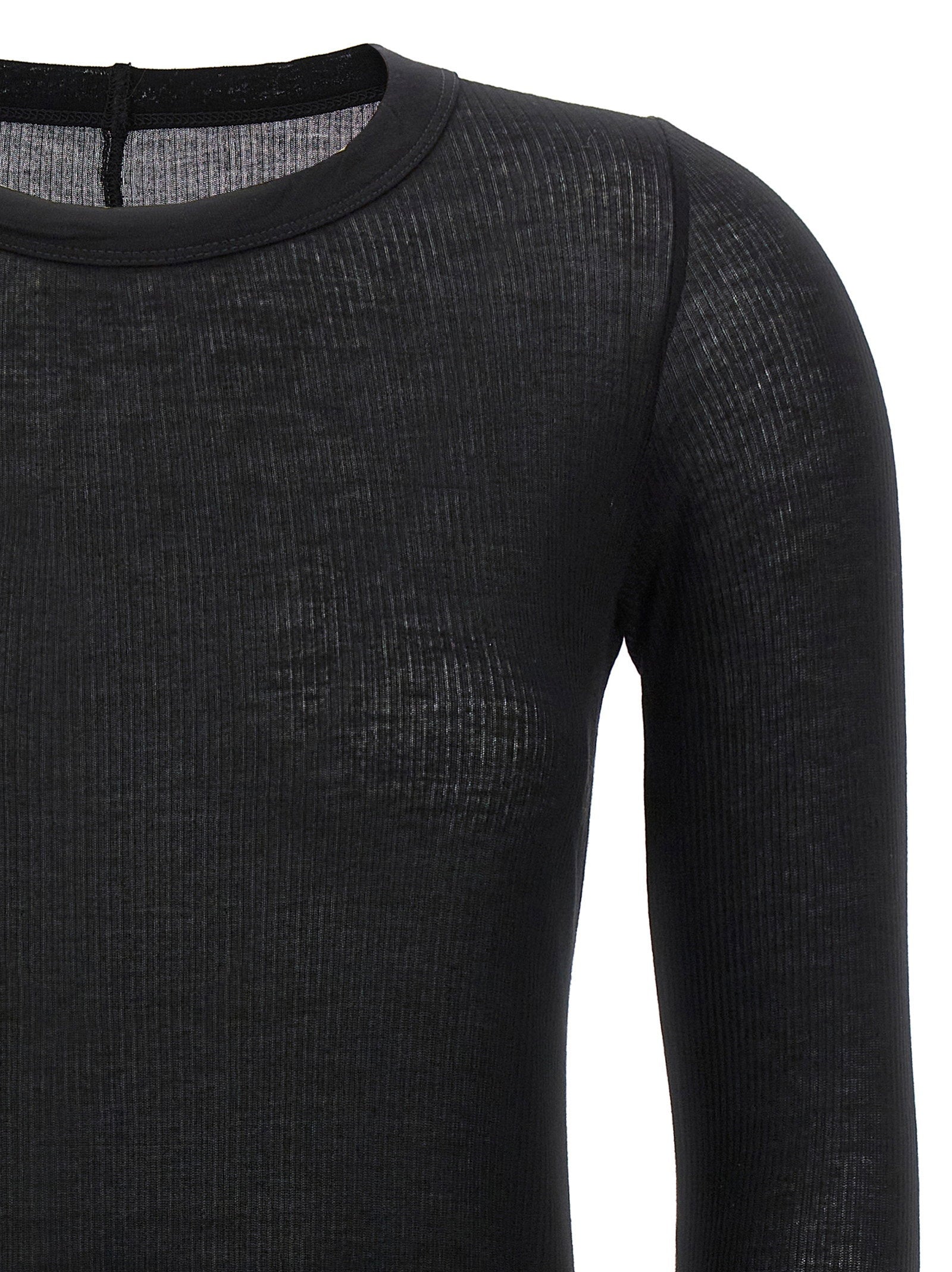 Rick Owens Rib Ls T T-shirt – 88% viscose, 12% silk - view 3
