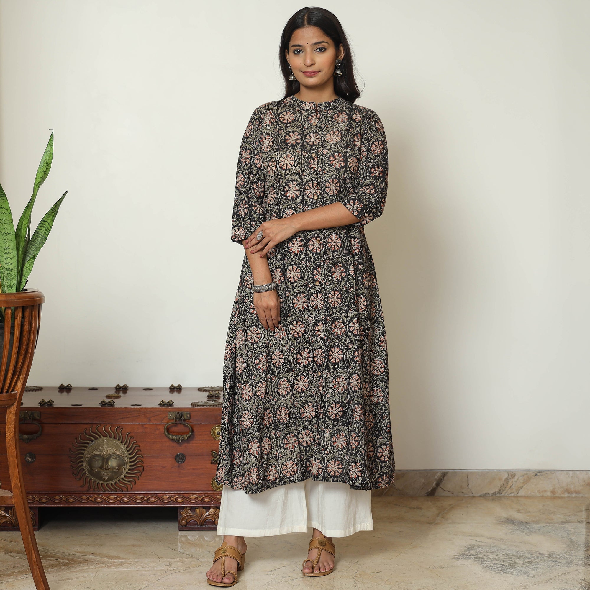 ITOKRI CASUALS Black - Kalamkari Hand Block Printed Cotton A-Line Kurta 12 - view 2