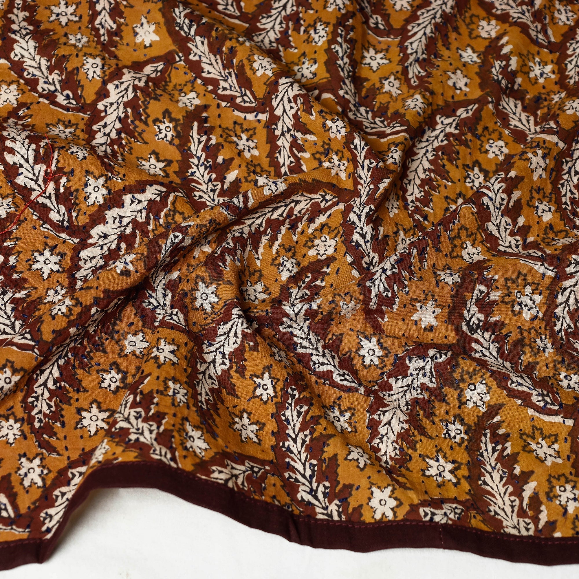 ARTISAN HAND BLOCK PRINTS Brown - Bagru Block Printed Tagai Work Cotton Stole - view 2