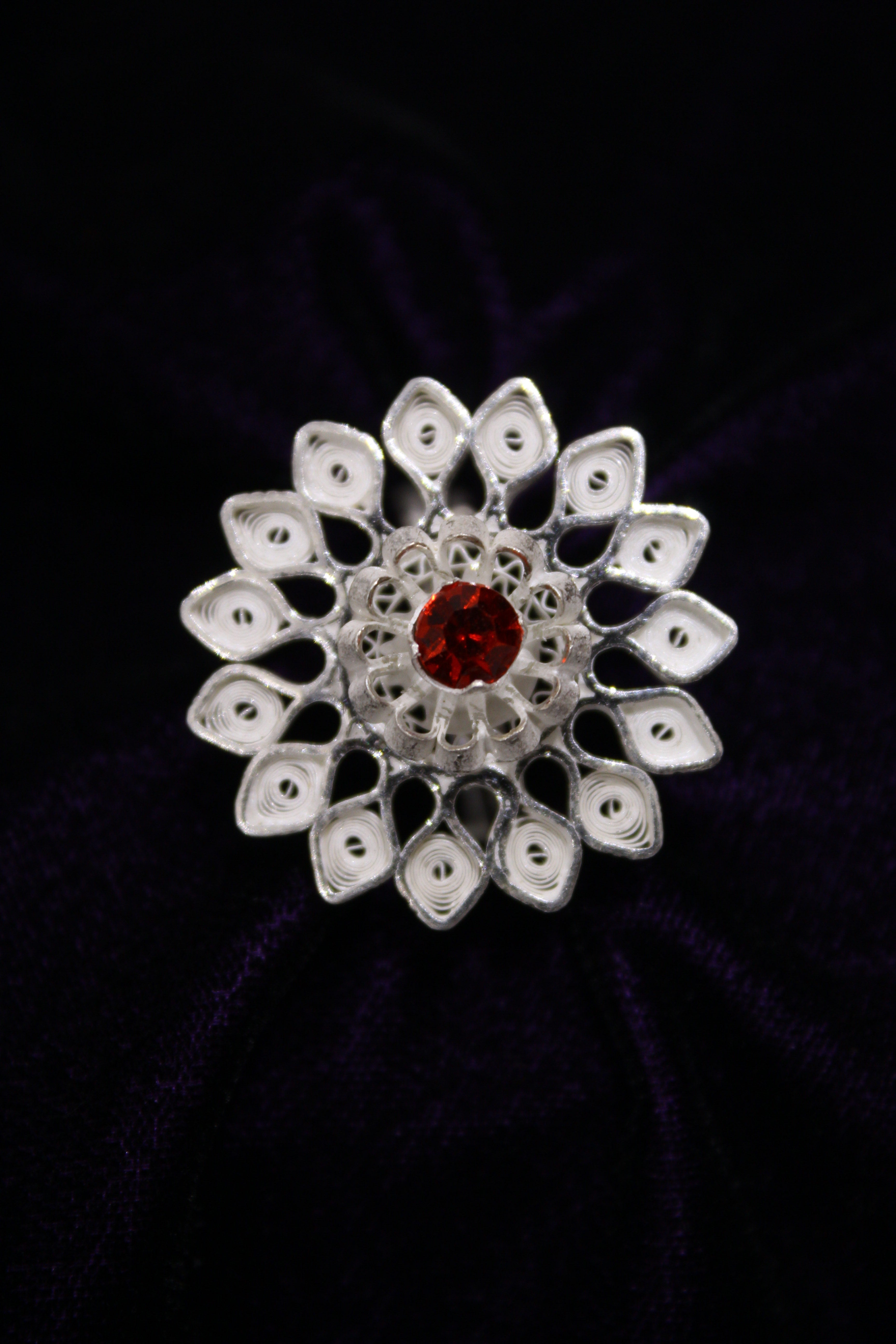 Indianvillez Designer Tarakasi Silver Filigree Ring For Women