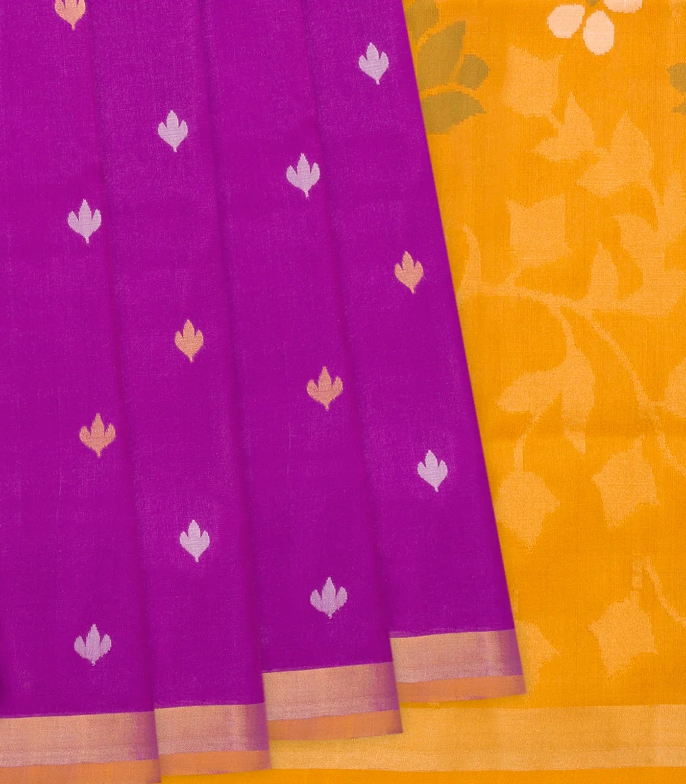 RmKV Purple Handloom Uppada Silk Saree With Floral Motif Buttas-Purple