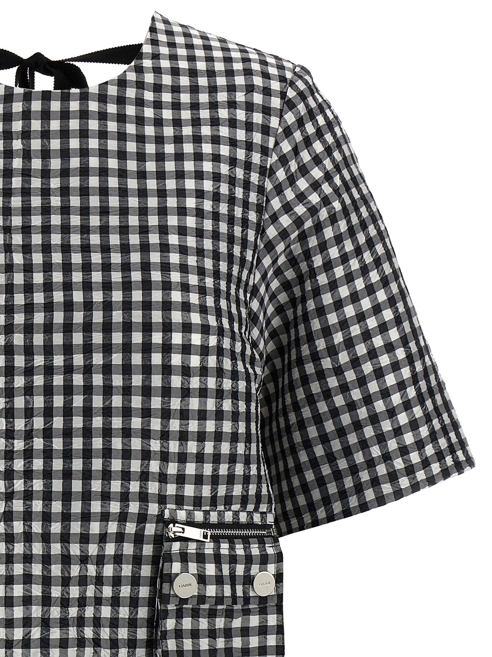 Ganni Crinkled Check Mini Dress – 100% polyester - view 3
