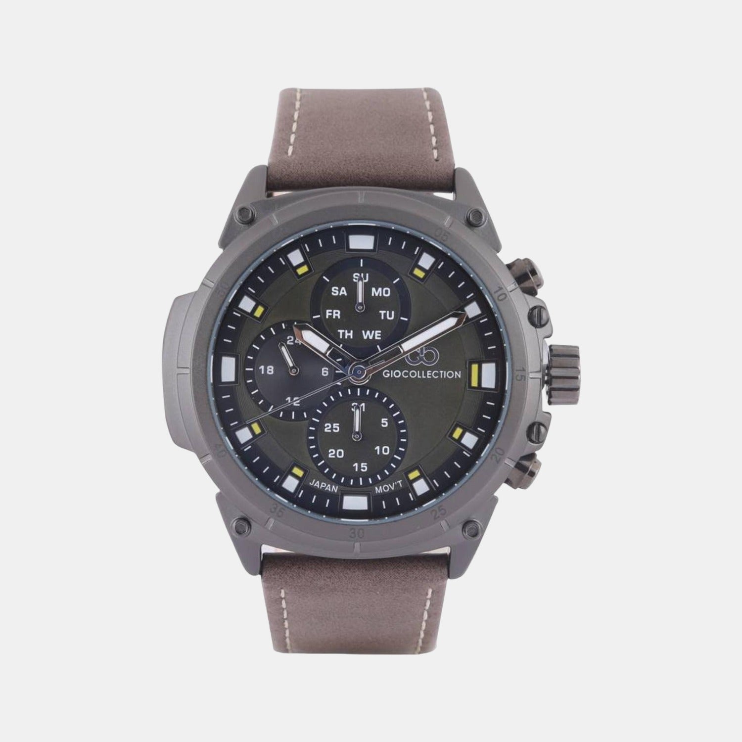 Casio G-Shock Men Quartz Grey Dial Chronograph Leather Watch G1043