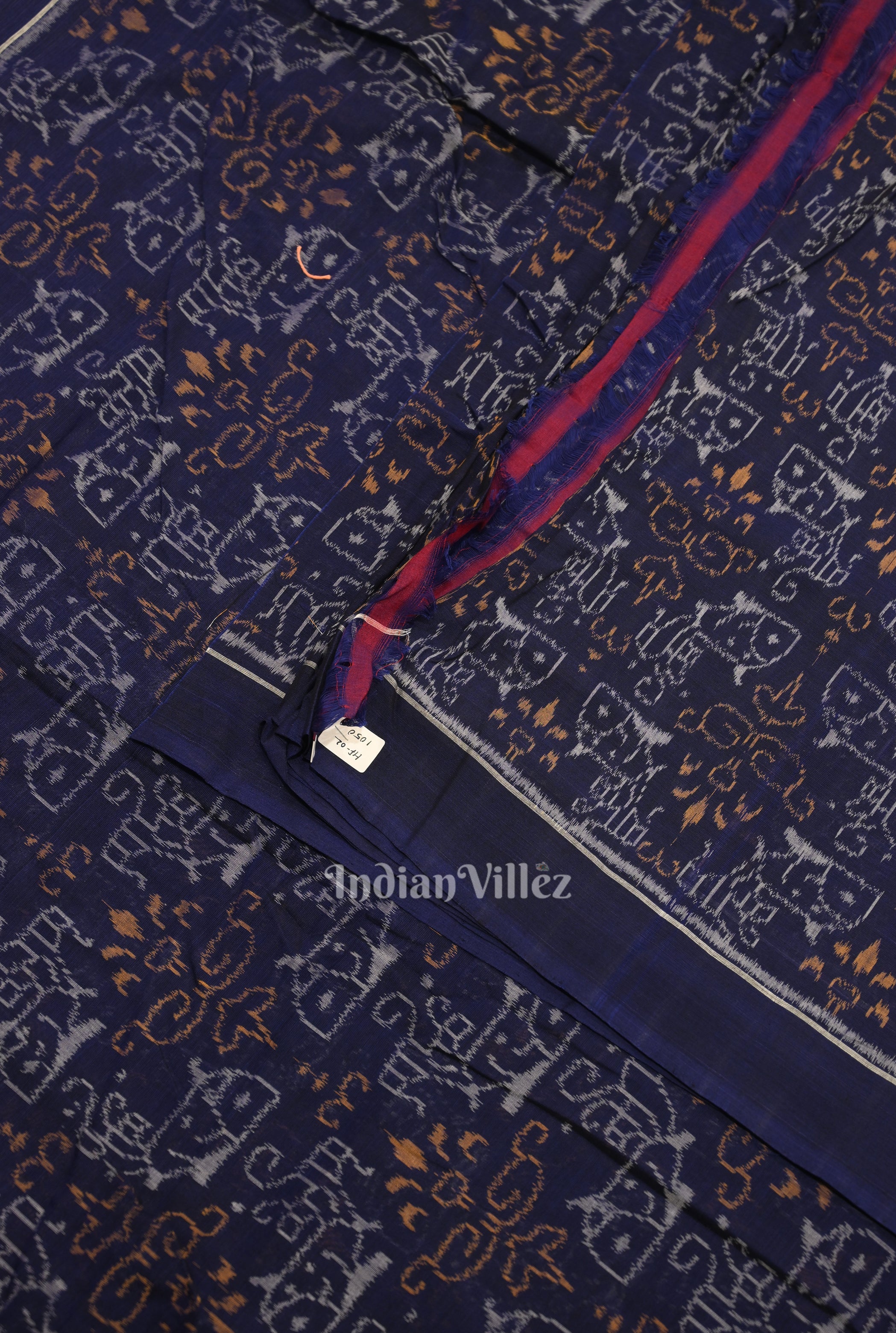 IndianVillèz Blue Tribal Theme Sambalpuri Ikat Cotton Fabric - view 2