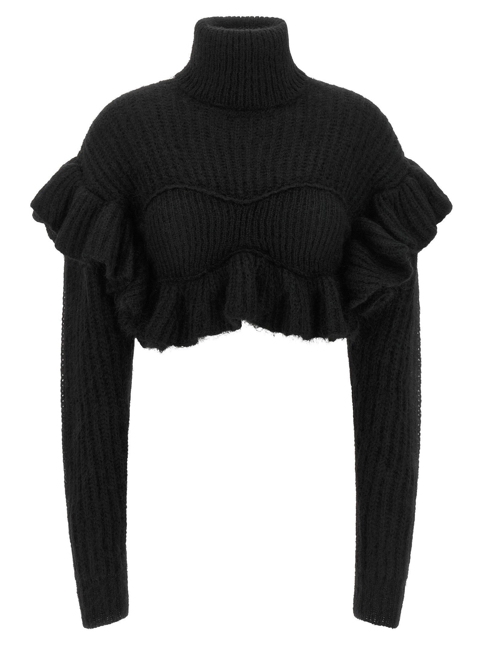 Elisabetta Franchi Ruffle Sweater – 50% mohair 50% polyamide