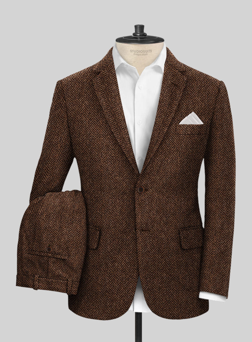 StudioSuits Harris Tweed Walnut Herringbone Suit