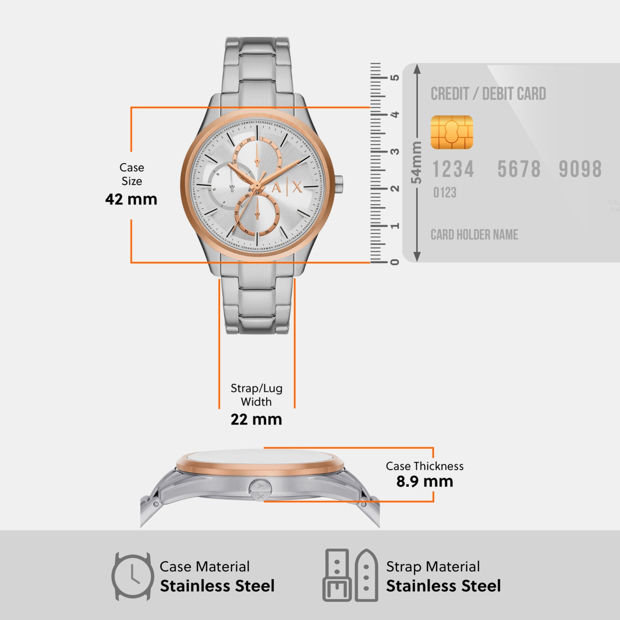 Armani Exchange Dante Men Quartz Silver Dial Chronograph Stainless Steel Watch AX1870 - view 4