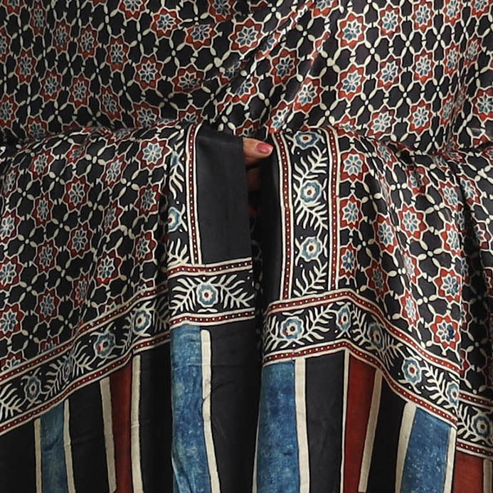 KACHCHH JI CHHAAP Black - Modal Silk Block Print Ajrakh Dupatta 89 - view 4
