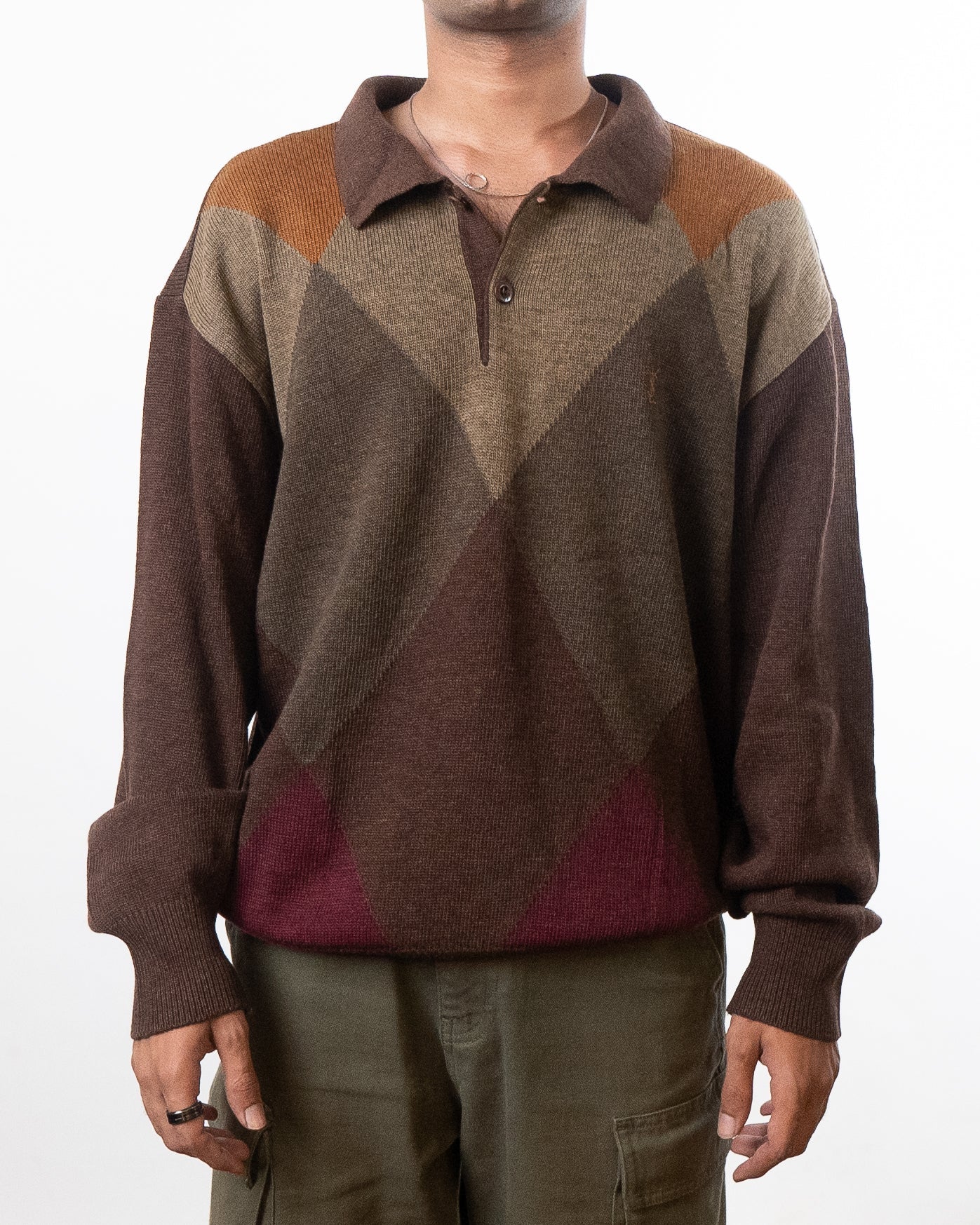 YSL Vintage Yves Saint Laurent Multicolor Polo Sweater