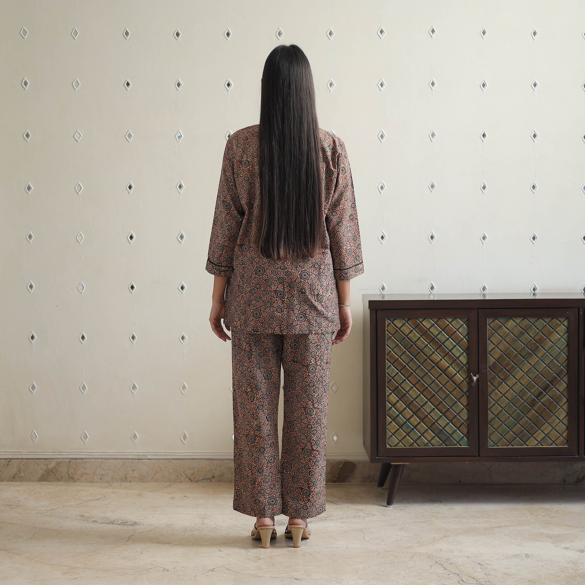 ITOKRI CASUALS Brown - Block Printed Cotton Ajrakh Night Suit Set 16 - view 5