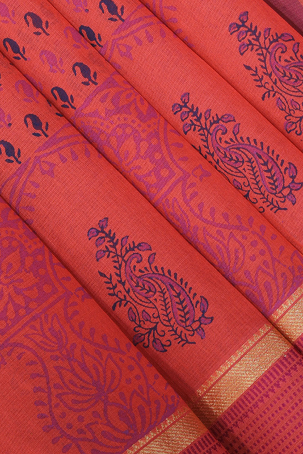 Kalanjali Ethnics Hand block printed south cotton saree
