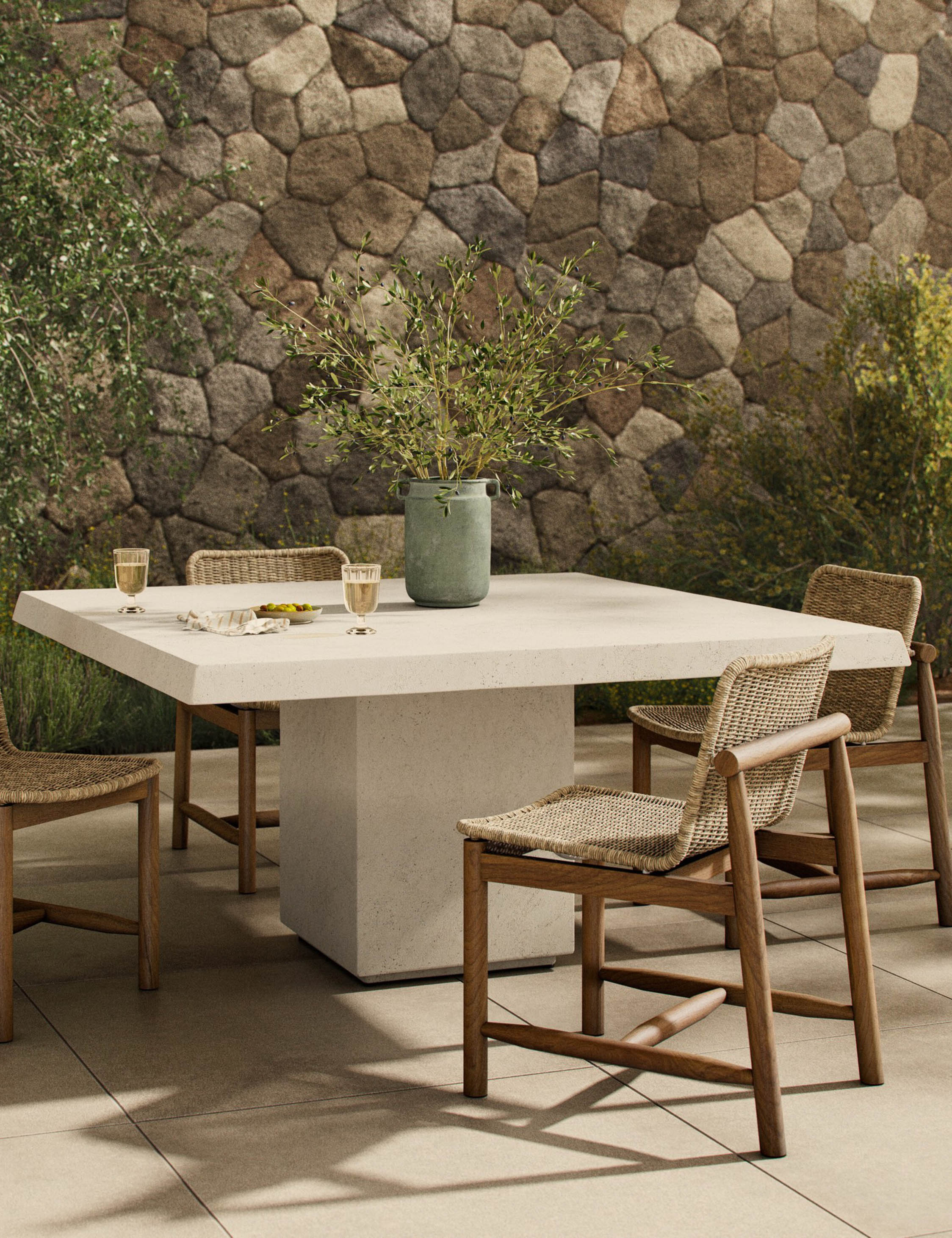 Lulu and Georgia Avila Indoor / Outdoor Square Dining Table by Amber Lewis x Four Hands - view 2