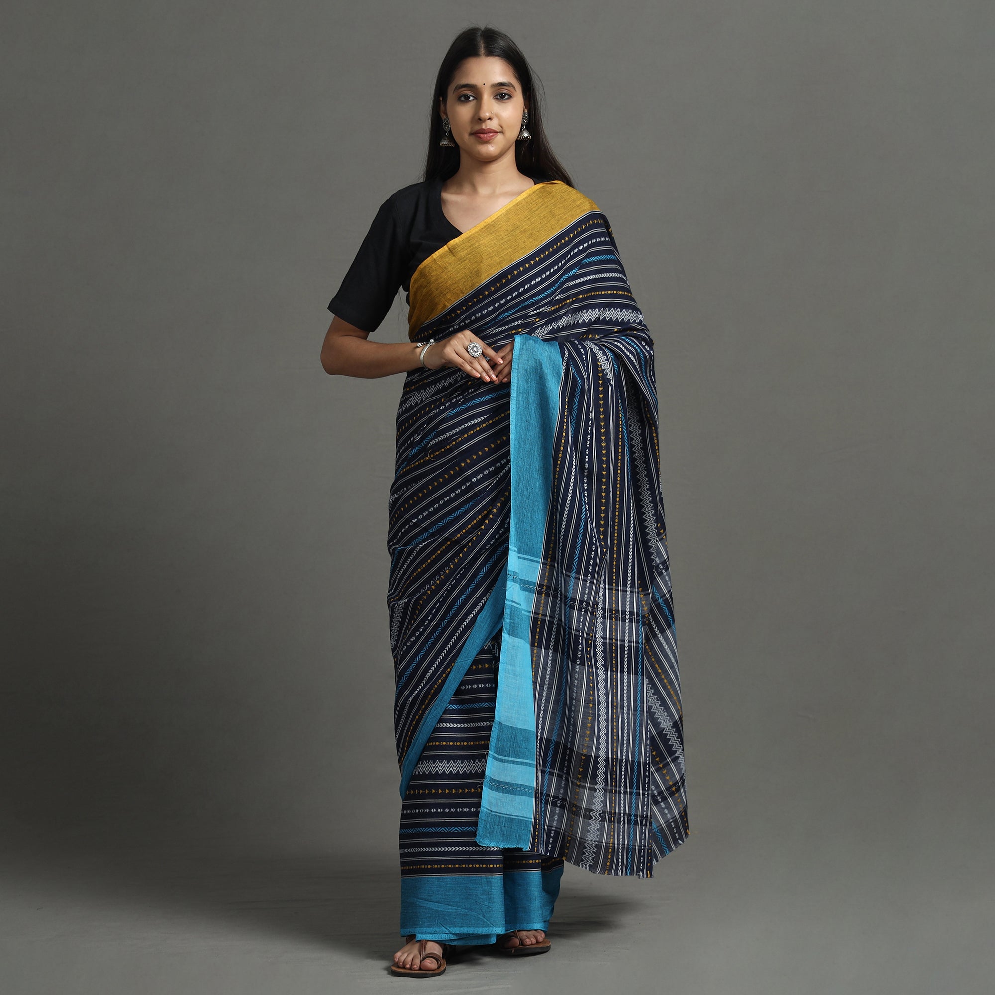 KHUSHBASH - HAPPY LOOM OF EAST Blue - Begampuri Handloom Cotton Saree