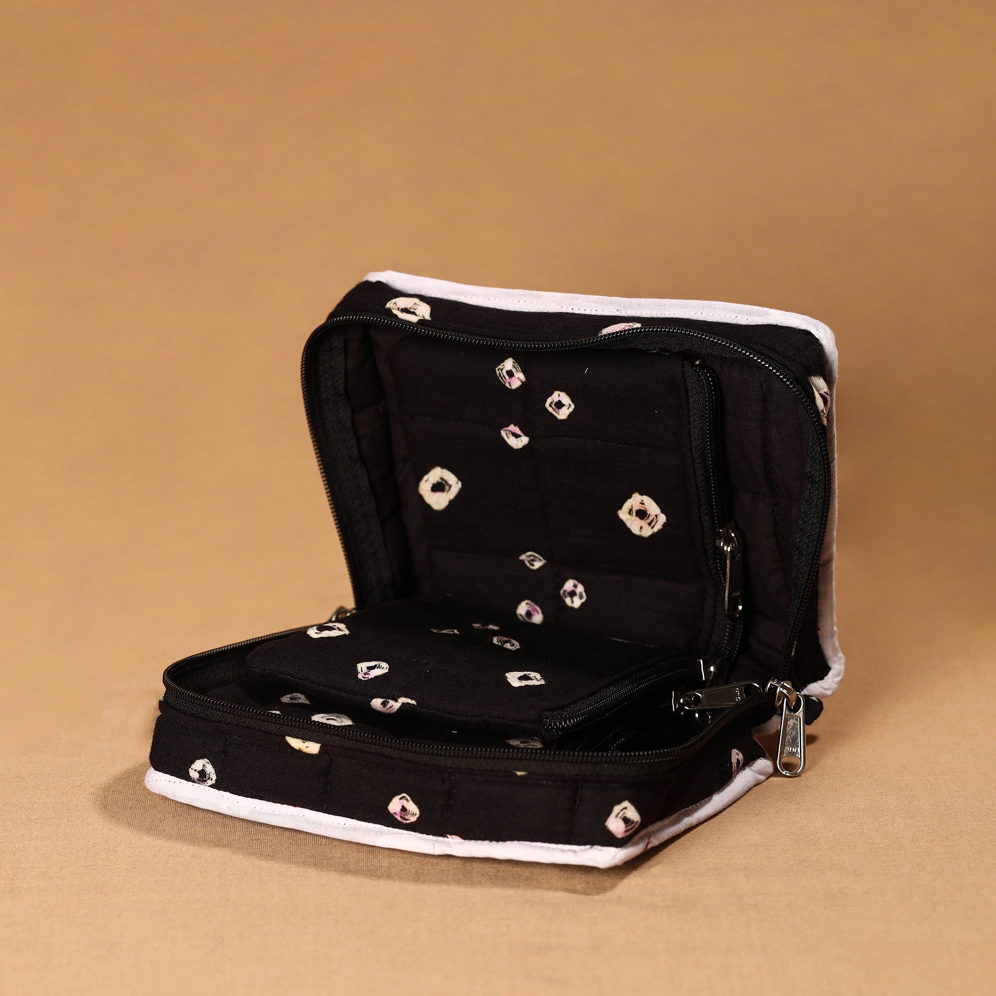NOORI BAZAR Black - Handmade 4 Pockets Cotton Jewellery Bag 09 - view 3