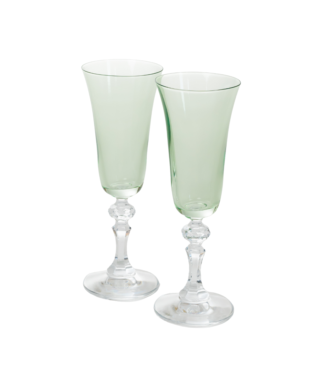 Estelle Colored Glass Estelle Colored Regal Flute With Clear Stem - Set of 2 {Mint Green} - view 6