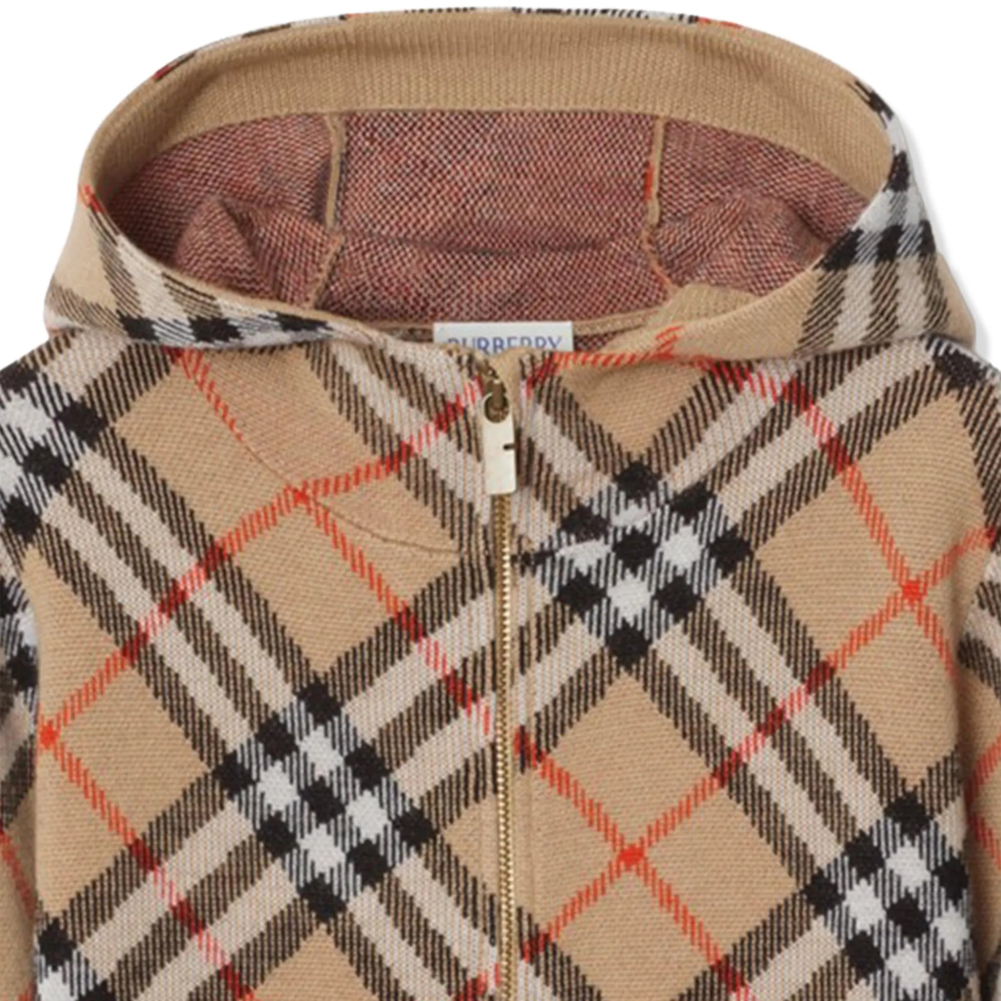 Burberry Boys Jimmy Check Zip-Up Beige Hoodie - view 3