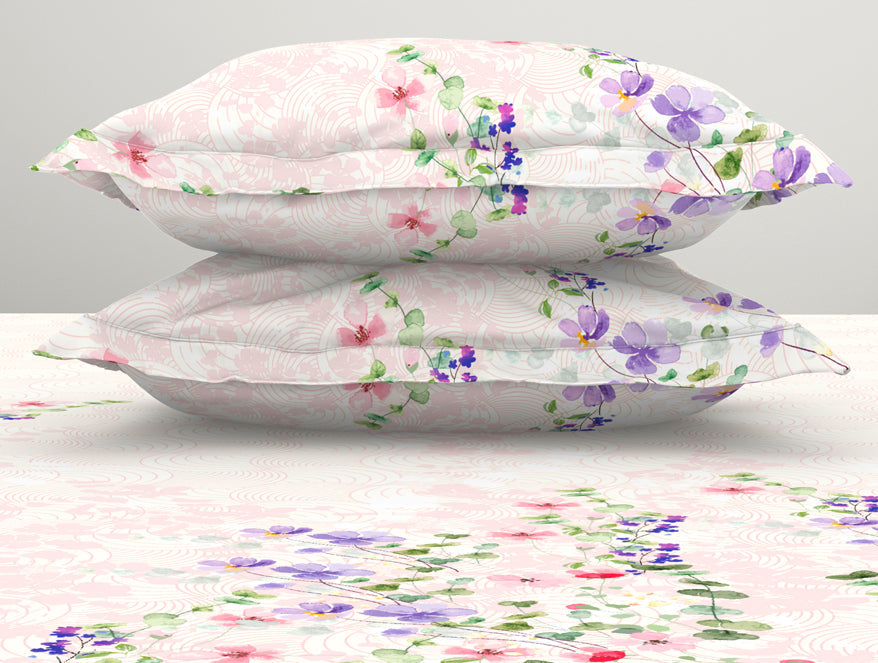 Spaces India Floral Light Pink 100% Cotton King Size Bedsheet Organic Cotton - By Spaces - view 6