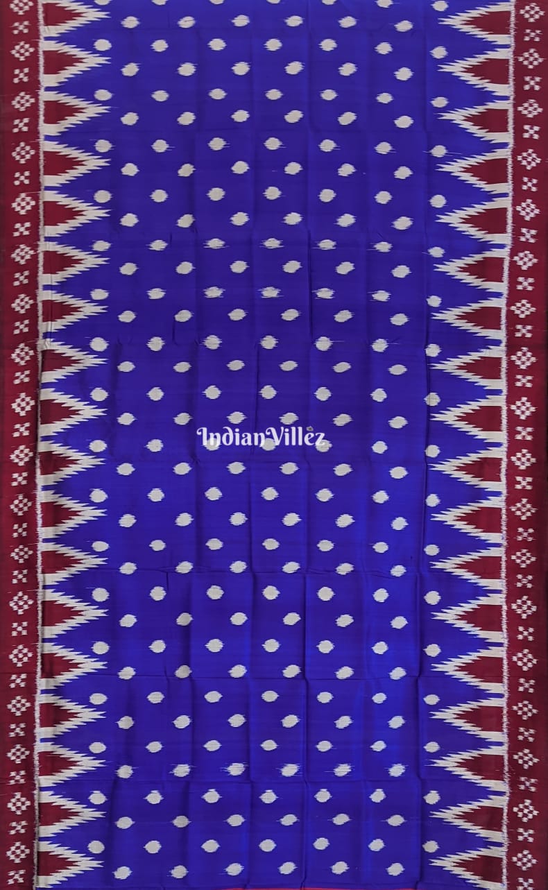 IndianVillèz Contemporary Blue Pasapali Border Odisha Ikat Silk Saree - view 3