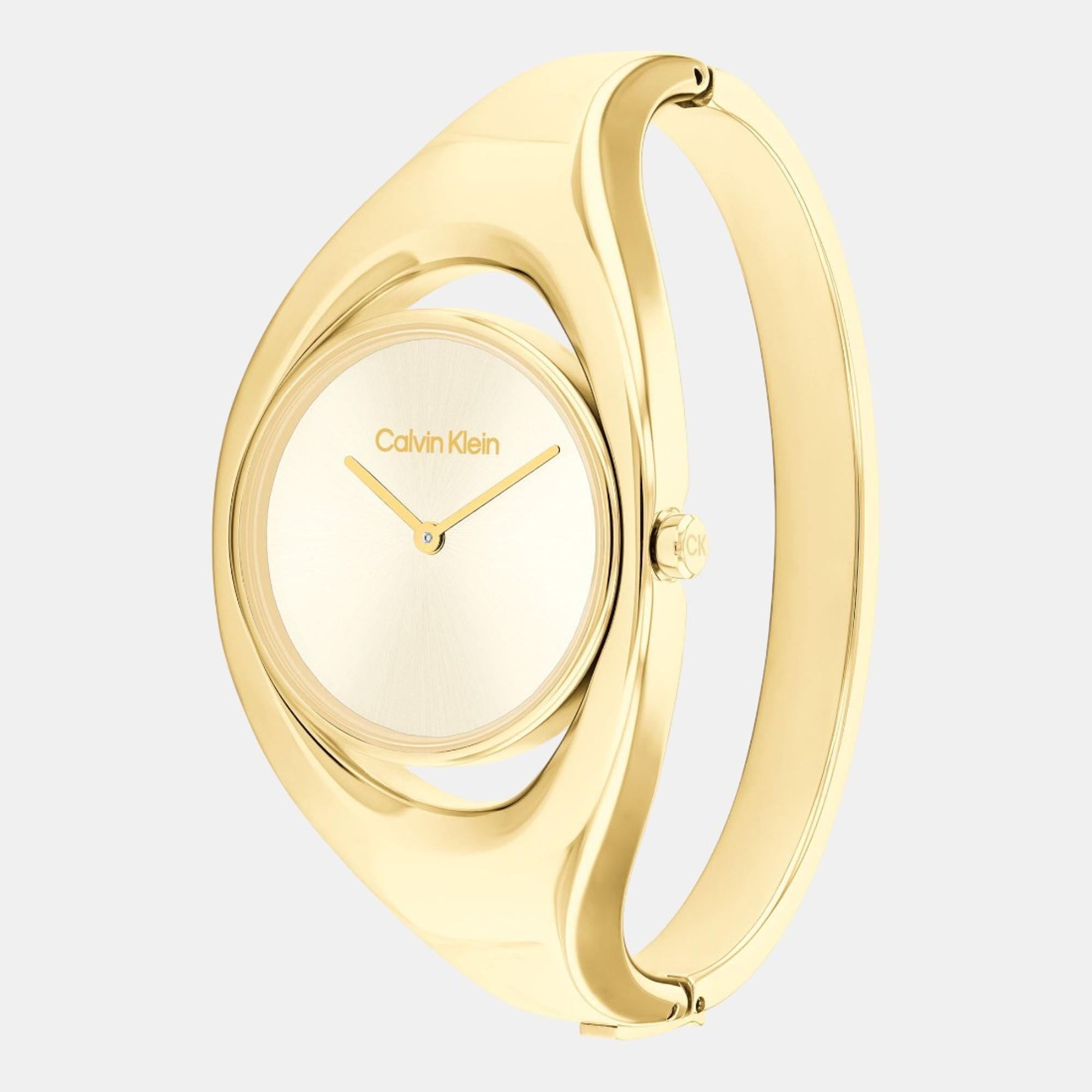 Calvin Klein Ck Elation Women Quartz Champagne Dial Analog Stainless Steel Watch 25200391 - view 2
