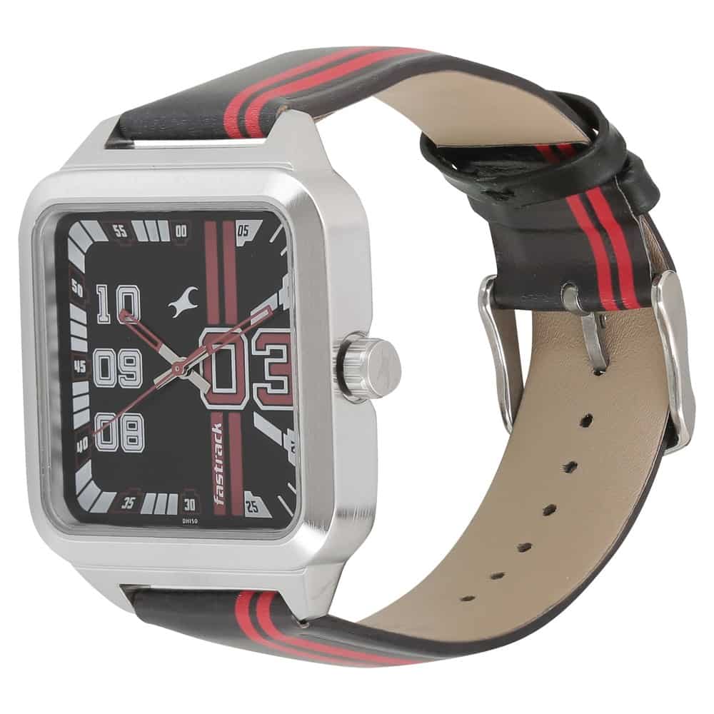 Fastrack Varsity Black Leather Strap